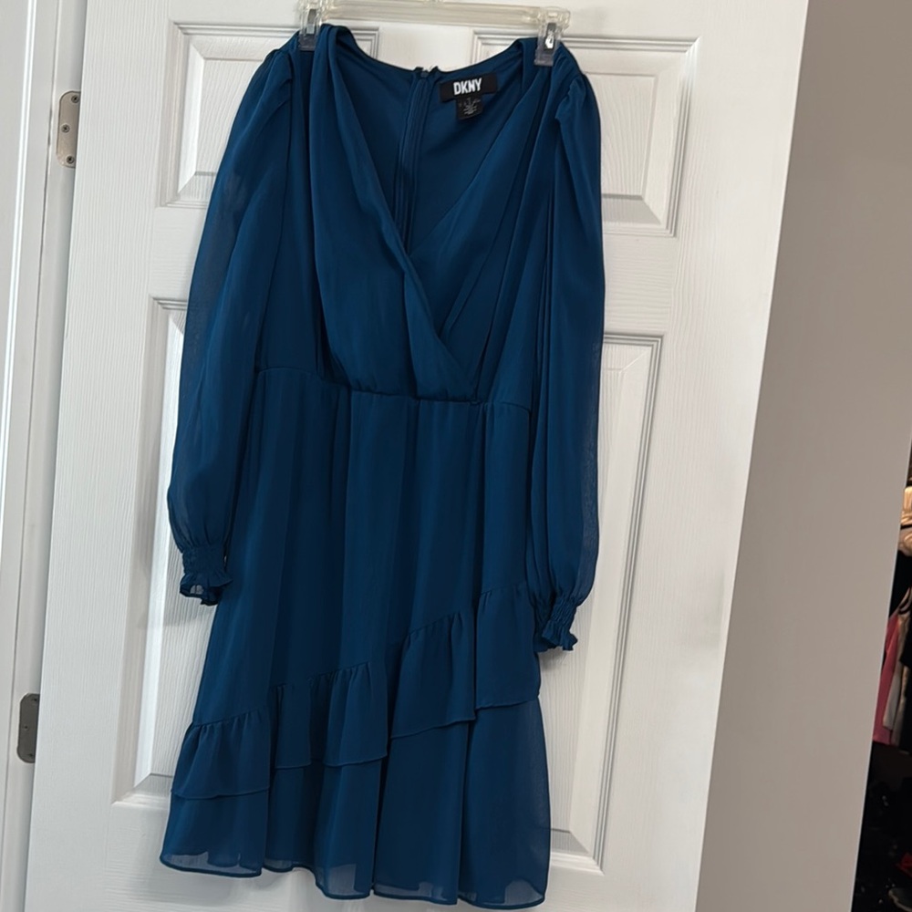 DKNY Women's Blue Chiffon Dress